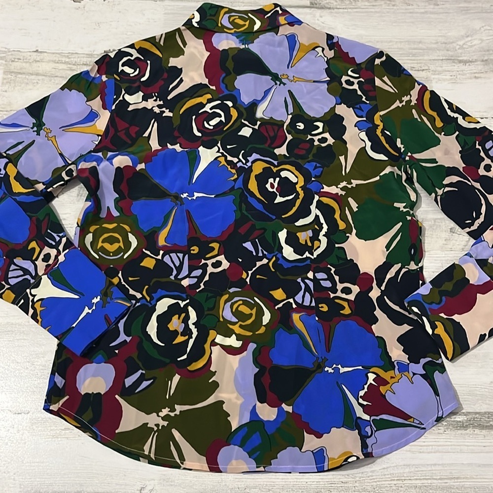 Tyler Boe Chloe Blue Silk Top Size 2 - Picture 7 of 11